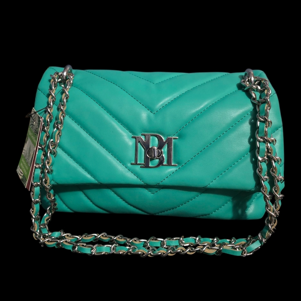 Badgley Mischka Mint Green Vegan Quilting Crossbody Shoulder Bag